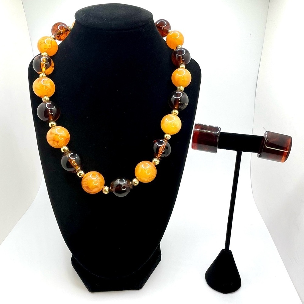 Vintage Napier Lucite Bead Necklace & Earrings Set - Picture 2 of 15